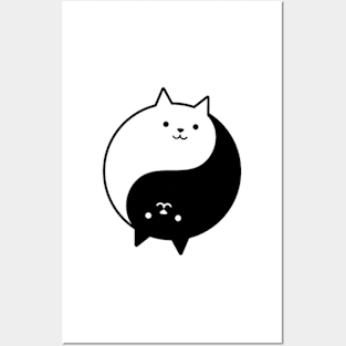 Cat Yin Yang Eastern Wisdom Religion - Chi Peaceful Black and White Cat Posters and Art